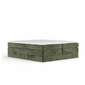 Sötétzöld ágyneműtartós boxspring ágy ágytámla nélkül 140x200 cm Juniper – Maison de Rêve kép