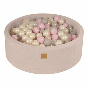 Krémszínű bársony labdamedence ø 90x30 cm Montessori – Meowbaby kép