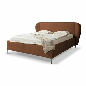 Terrakotta színű kárpitozott franciaágy ágyráccsal 180x200 cm Makana – Makamii kép