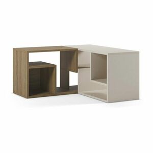 Fehér-natúr színű sarok TV-állvány tölgyfa dekorral 145x45x35 cm Glina – Marckeric kép