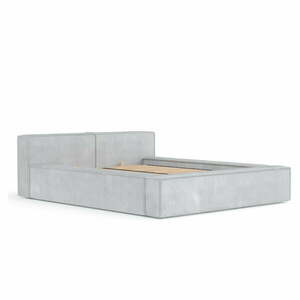 Világosszürke kárpitozott ágyneműtartós franciaágy ágyráccsal 140x200 cm Voliera – Maison de Rêve kép