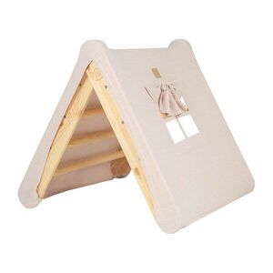 Rózsaszín-natúr színű borovi fenyő pikler háromszög 61x60x60 cm Montessori – Meowbaby kép