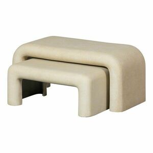 Krémszínű dohányzóasztal szett 2 db-os kő dekorral 42x92 cm Stani – WOOOD kép