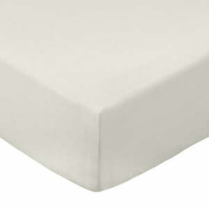 Krémszínű gumis pamut-perkál lepedő 90x190 cm Cotton Percale – Bianca kép