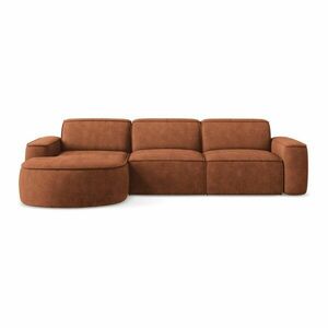 Terrakotta színű zsenília sarokkanapé (bal oldali-heverő résszel) Omao – Makamii kép