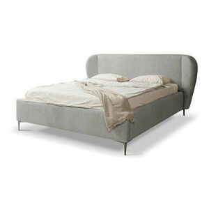 Világosszürke kárpitozott franciaágy ágyráccsal 180x200 cm Makana – Makamii kép