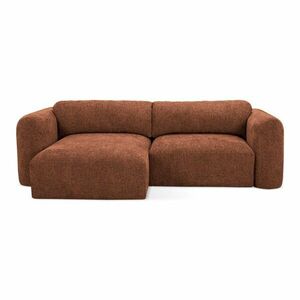 Terrakotta színű zsenília kinyitható-tárolóhelyes sarokkanapé (bal oldali-heverő résszel) Mele – Makamii kép