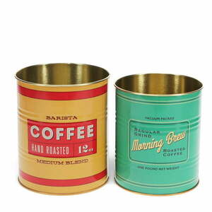 Dekoratív ón tárolódoboz szett 2 db-os ø 11x13 cm Vintage Coffee – Rex London kép