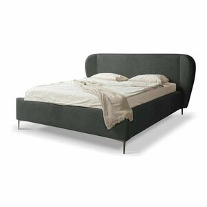 Sötétszürke kárpitozott franciaágy ágyráccsal 180x200 cm Makana – Makamii kép