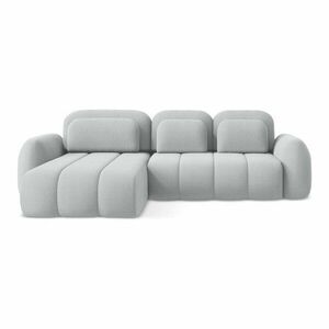 Világosszürke buklé kinyitható-tárolóhelyes sarokkanapé (bal oldali-heverő résszel) Pele – Makamii kép