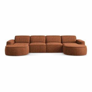 Terrakotta színű zsenília sarokkanapé (U alakú) Omao – Makamii kép