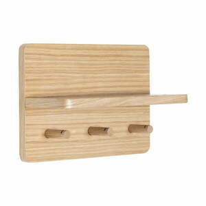 Natúr színű fali fogas polccal, tölgyfa dekorral Space – Hübsch kép