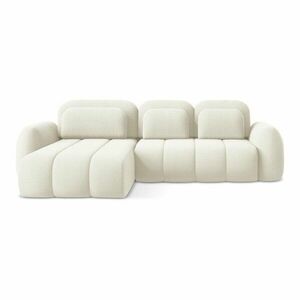 Bézs buklé kinyitható-tárolóhelyes sarokkanapé (bal oldali-heverő résszel) Pele – Makamii kép