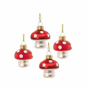 Üveg kézzel készített karácsonyfadísz készlet 4 db-os ø 4, 5 cm Mushroom – Sass & Belle kép