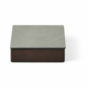 Világosszürke-barna fedeles-dekoratív fa-öko bőr tárolódoboz 11x11x3, 5 cm Square Nupo – LIND DNA kép