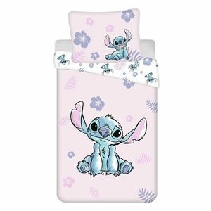 Világos rózsaszín egyszemélyes pamut gyerek ágyneműhuzat 140x200 cm Lilo & Stitch "Pink" – Jerry Fabrics kép