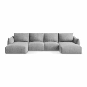 Világosszürke kinyitható sarokkanapé (U alakú) Leila – Makamii kép
