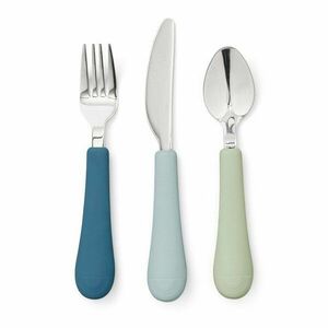 Zöld-kék szilikon gyerek evőeszköz szett 3 db-os Ocean Mix – Cam Cam Copenhagen kép