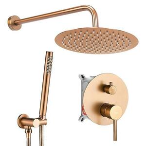 Zuhanyszett Rea falra szerelhető rejtett Lungo csiszolt réz + BOX kép