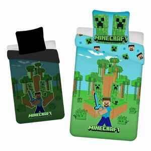 Egyszemélyes pamut gyerek ágyneműhuzat világító hatással 140x200 cm Minecraft "Jungle Fight" – Jerry Fabrics kép