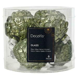 Karácsonyi díszek üveg tobozok 6 db zöld Ø5 cm h7 cm 9011113 kép