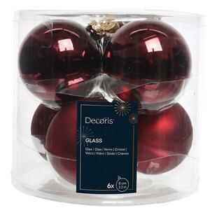 Karácsonyi üveggömbök 6 db piros Ø8 cm 9140399 kép