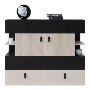 Komód Planet PL8 fekete/tölgy/bézs kép