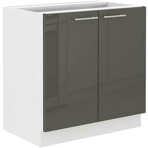 Konyhaszekrény Lara 80d 2f Bb Mdf szürke fényes kép