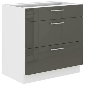 Konyhaszekrény Lara 80d 3s Bb Mdf szürke fényes kép