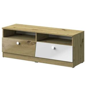 Szekrény RTV Nero 08 dve zásuvky – Fehér fényes kép