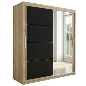 Szekrény Tapi 180 tölgy Sonoma/Fekete eko bőr kép