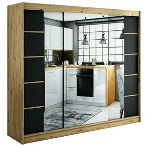 Szekrény Halifax V4 250 Tölgy Artisan/fekete/Tükör kép