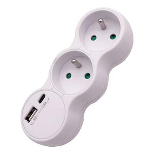 Adapter 2X2P+Z + USB TYP A UND C 2.4A kép