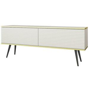 Szekrény RTV Oro Mdf Hornyolás 135 Fehér+ Fekete lábak kép