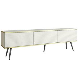 Szekrény RTV Oro Mdf Hornyolás 175 Fehér+ Fekete lábak kép