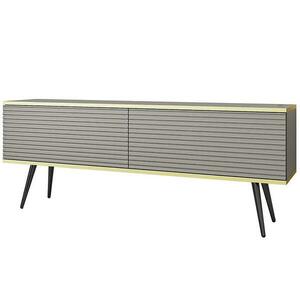 Szekrény RTV Oro Mdf Hornyolás 135 Szürke+ Fekete lábak kép