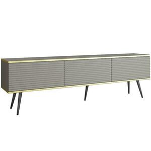 Szekrény RTV Oro Mdf Hornyolás 175 Szürke+ Fekete lábak kép