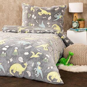 4Home Dino világító mikroflanel ágyneműhuzat, 140 x 200 cm, 70 x 90 cm kép
