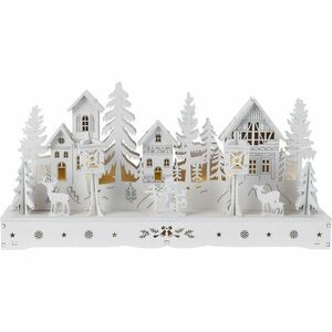 LED Winter tájkép fehér, 10x LED, 30 cm, 2x AA, fehér kép