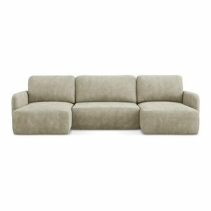 Bézs zsenília kinyitható-tárolóhelyes sarokkanapé (U alakú) Lilo – Makamii kép