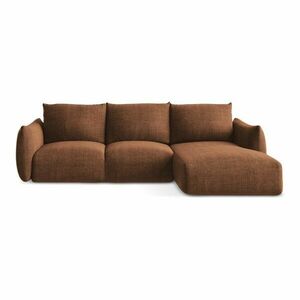 Terrakotta színű kinyitható sarokkanapé (jobb oldali-heverő résszel) Leila – Makamii kép