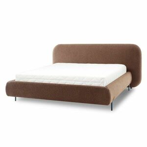 Terrakotta színű kárpitozott ágyneműtartós franciaágy ágyráccsal 140x200 cm Pointt – ELTAP kép