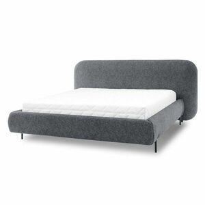 Kék kárpitozott ágyneműtartós franciaágy ágyráccsal 140x200 cm Pointt – ELTAP kép