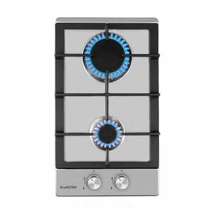 Klarstein Ignito Domino, gázfőzőlap, 2 Sabaf égő, rozsdamentes acél, ezüst kép