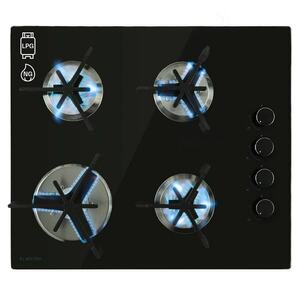 Klarstein Trifecta 4, gázfőzőlap, 4 háromszögletű égő, üvegkerámia, fekete kép