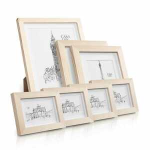Casa Chic Chalcot, 7 db-os képkeret szett, 3 méret, téglalap alakú, paszpartu, valódi fa kép
