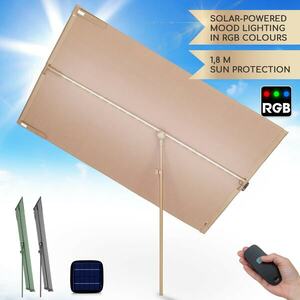 Blumfeldt Bayonne, napernyő, 130 x 180 cm, poliészter, UV védelem 50, napelemes LED kép