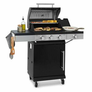 Klarstein Valdosta 3.1, gázgrill, 3 x 2, 8 kW + 2, 5 kW égő. rozsdamentes acél, mobil kép