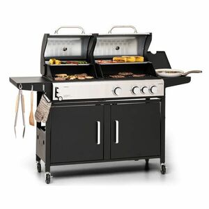 Klarstein Kingsville 3.1, gáz + faszén kombinált grill, 10, 9 kW, 3+1 égő, állítható magasság kép