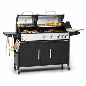 Klarstein Kingsville 4.1, gáz + faszén kombinált grill, 13, 7 kW, 4+1 égő, állítható magasság kép